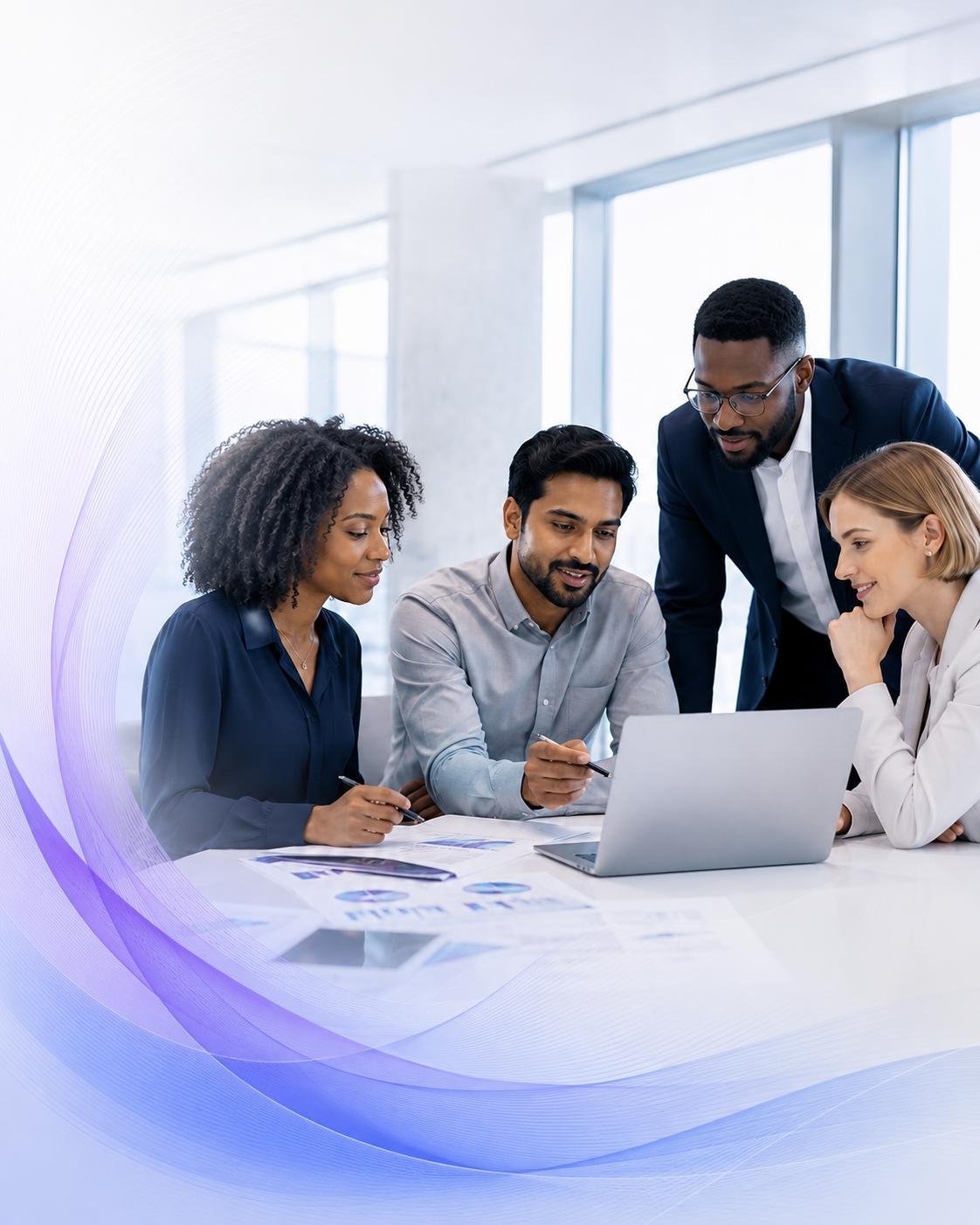 Compliance adviser reviewing employment records with a business owner